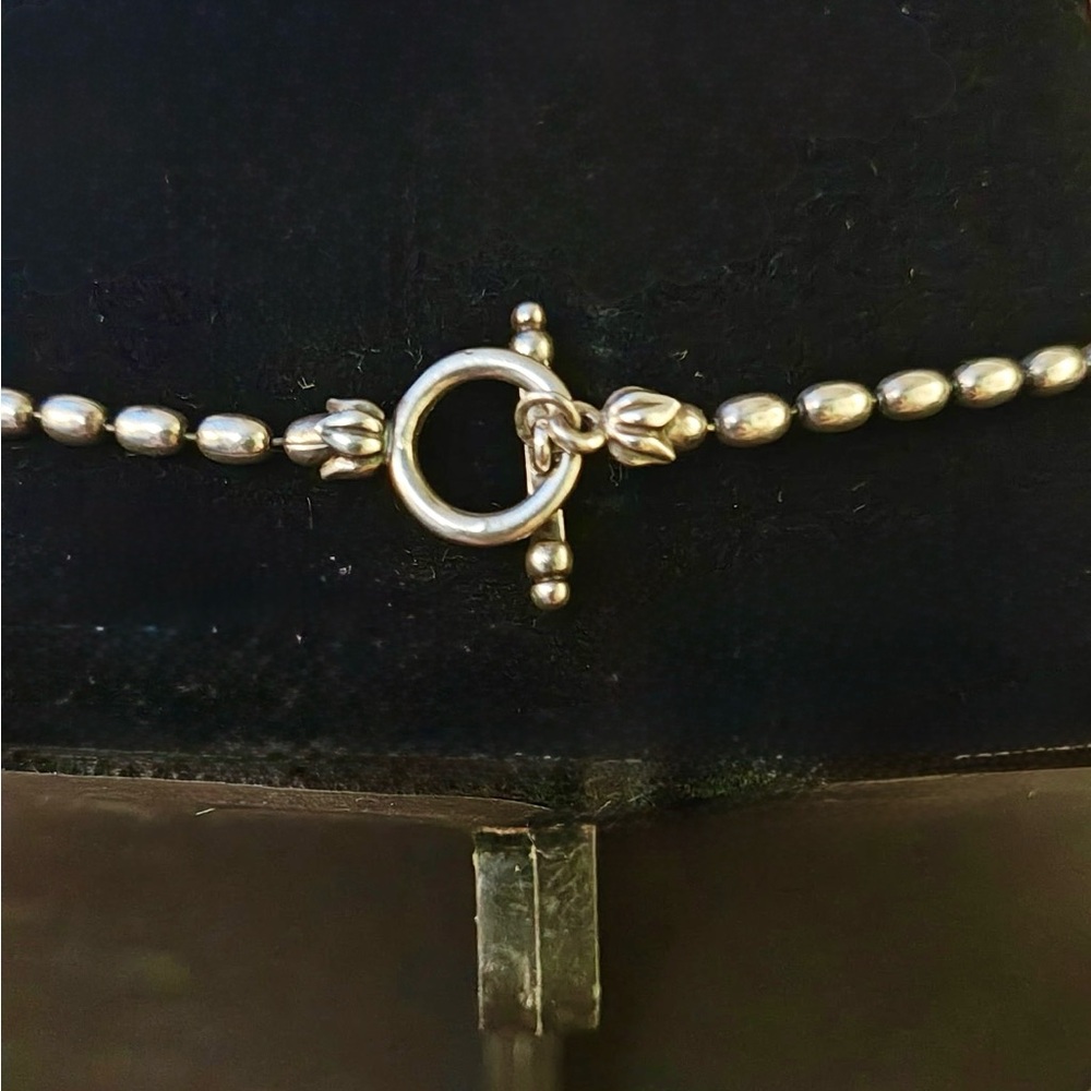 RARE!! Vintage LAGOS Caviar Toggle Necklace with Pink Sapphire Stone and Crystal - Picture 4 of 10